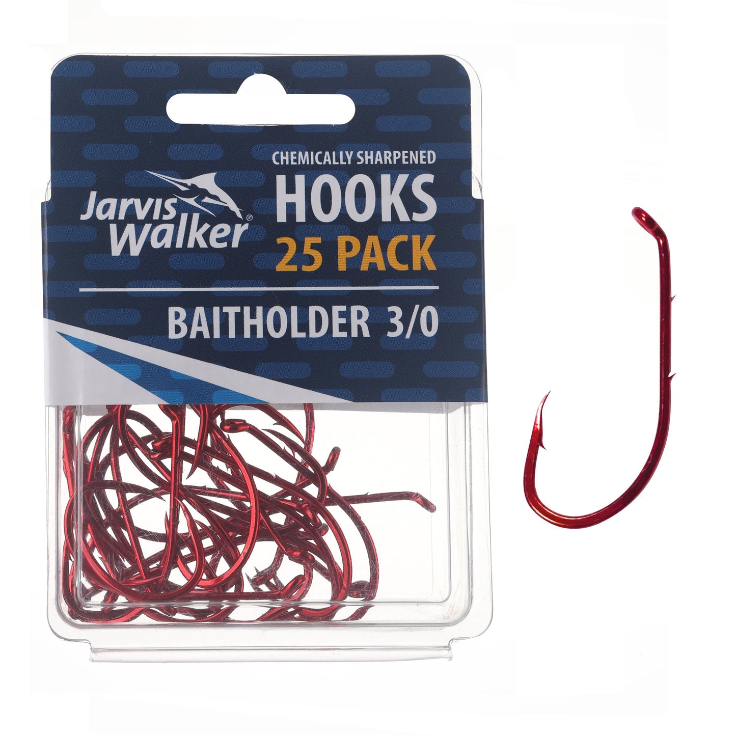 Jarvis Walker Baitholder Red Chem Hook Sz3/0 25Pk 44371