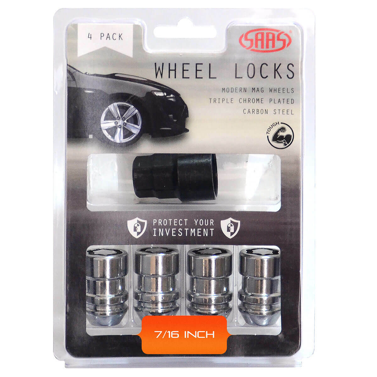 SAAS Locking Wheel Nuts Internal Star Bulge 7/16"" (4 Pack) 933520