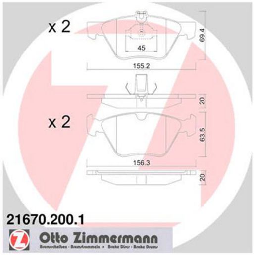 Zimmermann Brake Pad Front Set 21670.200.1