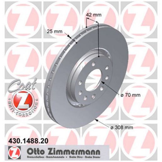 Zimmermann OE Coat Z Brake Rotor Single 308mm Front 430.1488.20