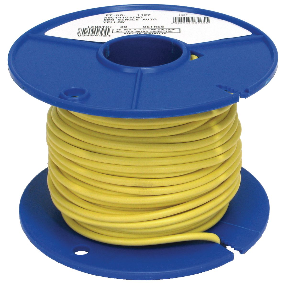 OEX 5mm Single Core Automotive Cable, Yellow - 30M Roll ACX0756