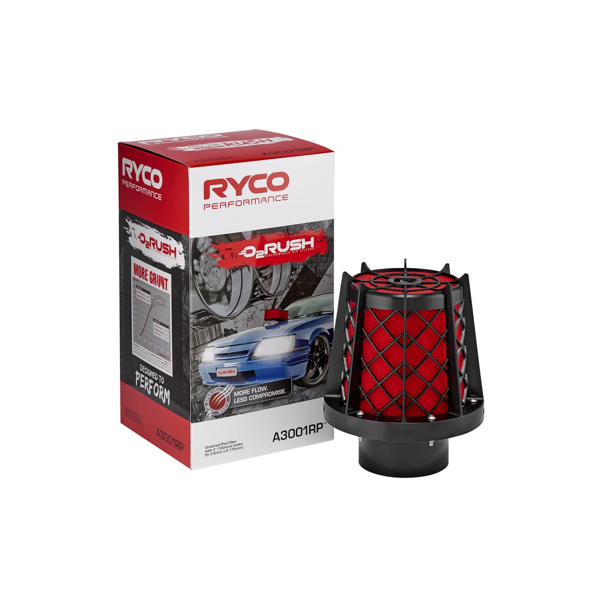 Ryco 02 Rush Performance Pod Filter 4"" A3001RP