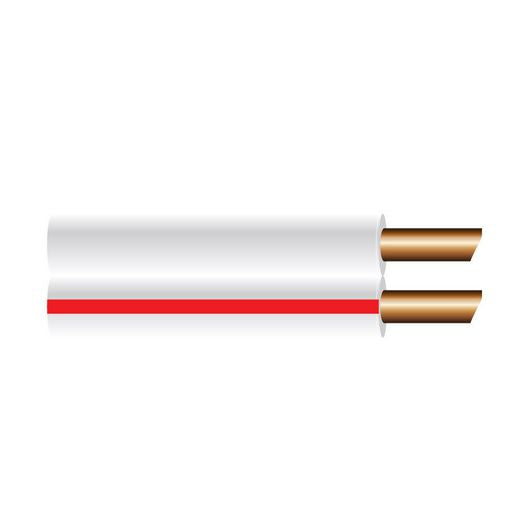 OEX 3Mm Twin Core Automotive Cable, Figure 8, White With Red Trace - 500M Roll ACX0833/500