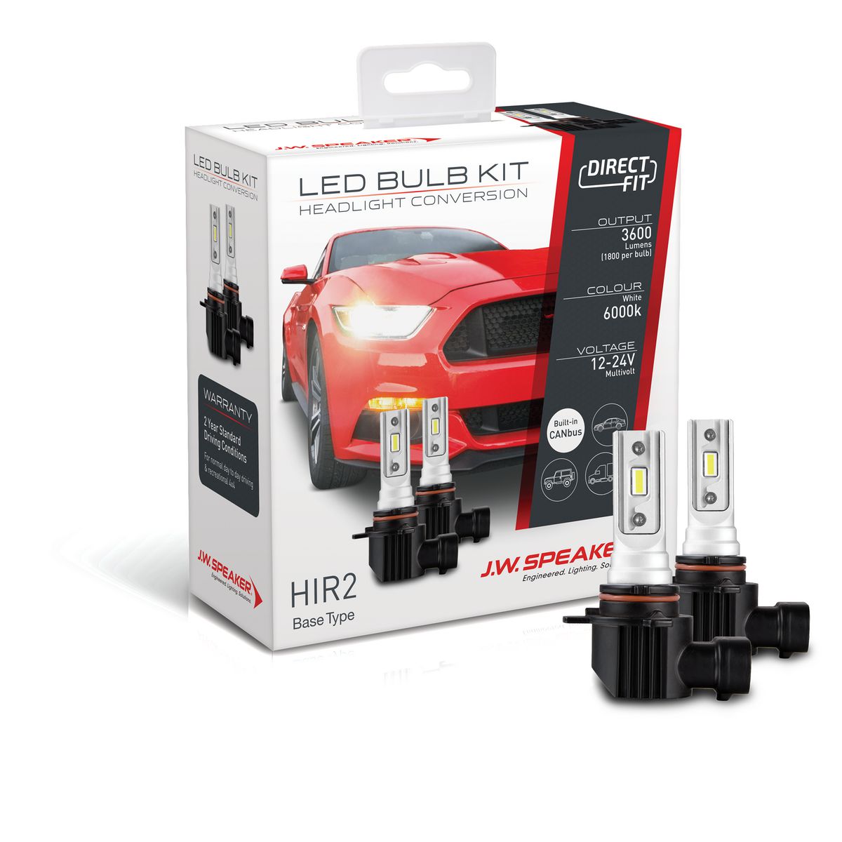 JW Speaker Speaker Hir2 LED Direct Fit Bulb Kit 12/24V 6000K 999012