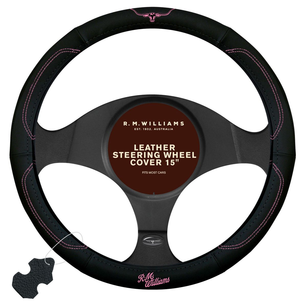 R.M. Williams Jillaroo Pink Leather Steering Wheel Cover SWRMWPNK