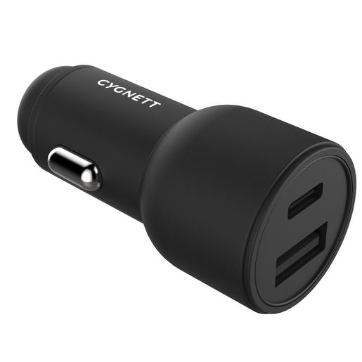 Cygnett CarPower Dual USB-A & USB-C Car Charger 18W Black