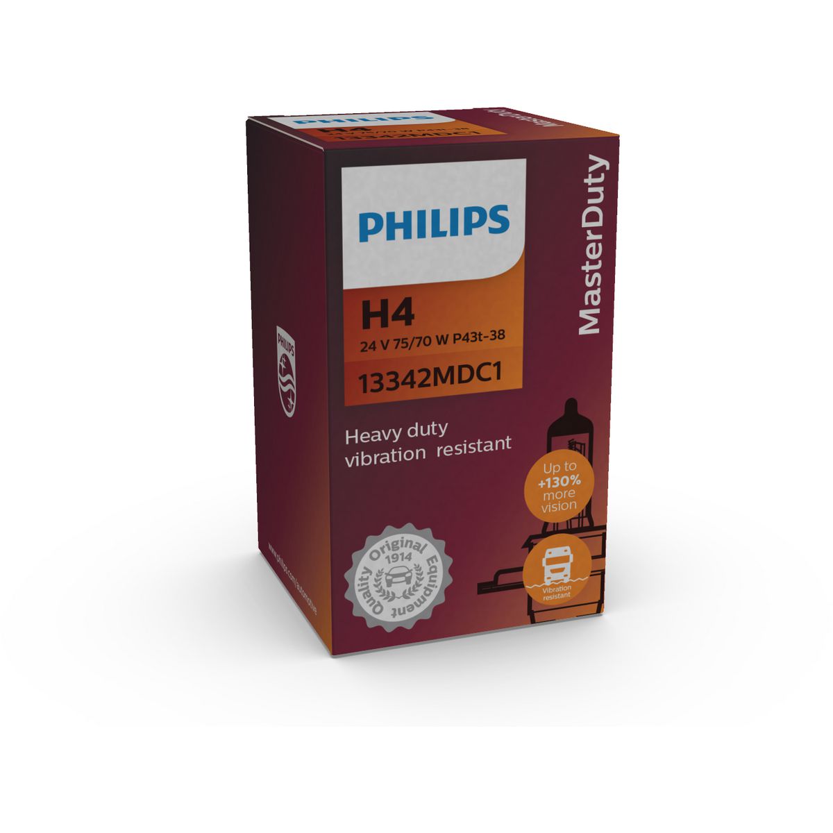 Philips MasterDuty H4 Heavy Duty Globe P43T-38 24V 70/75W (1Pk)