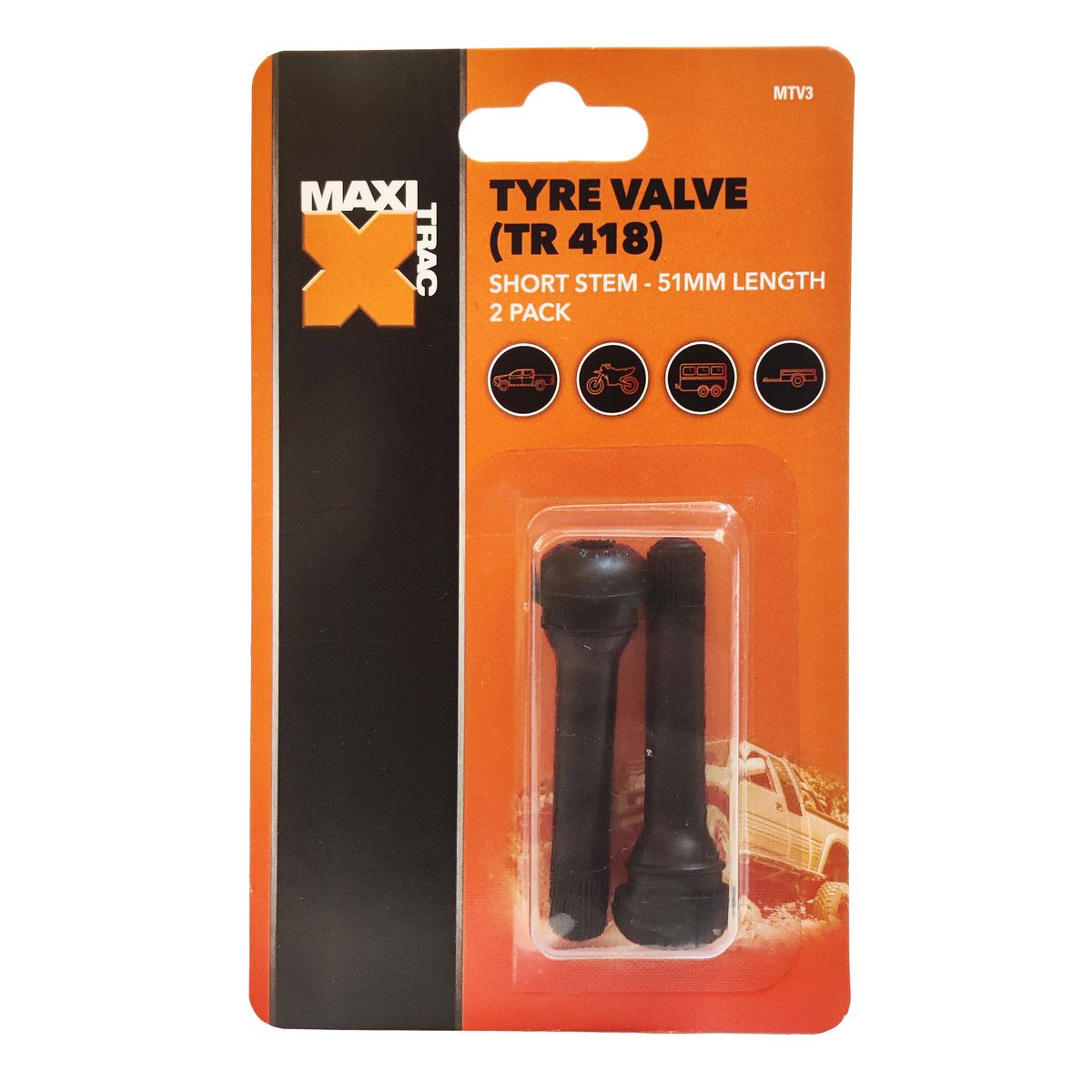Maxi Trac Long Stem Tyre Valves 2 Pack MTV3