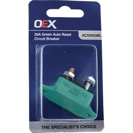 OEX 30A Green Auto Reset Circuit Breaker - Single ACX2003BL