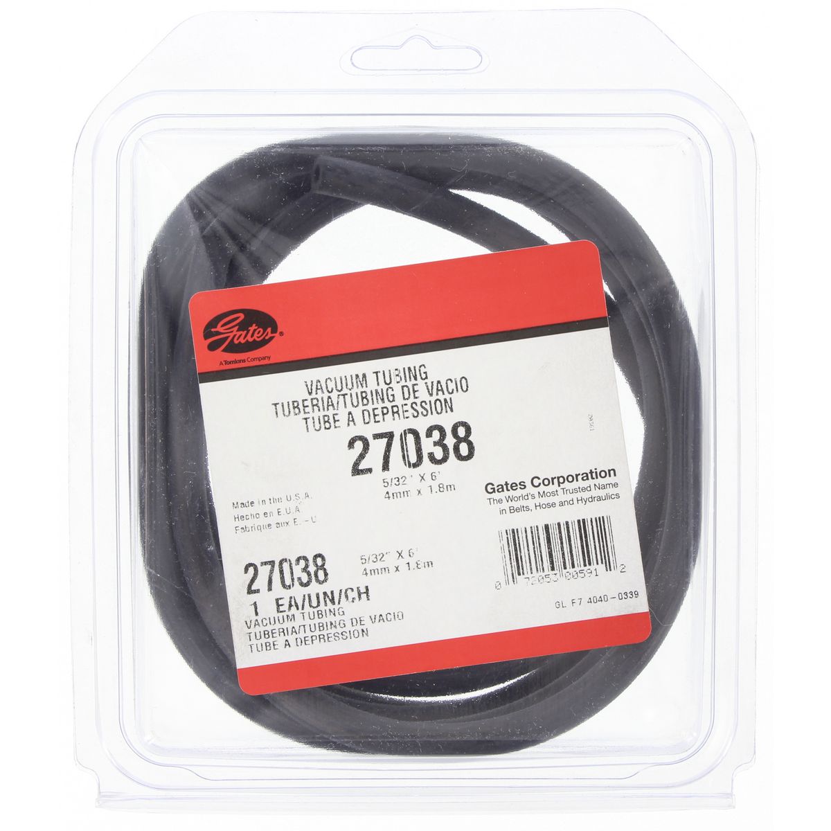 Gates Vacuum Hose 5/32"" x 1.8m 27038