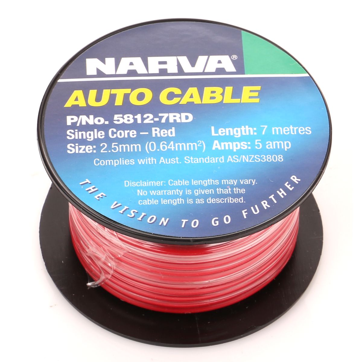 Narva Auto Cable 5A 2.5mm x 7m Red 5812-7RD
