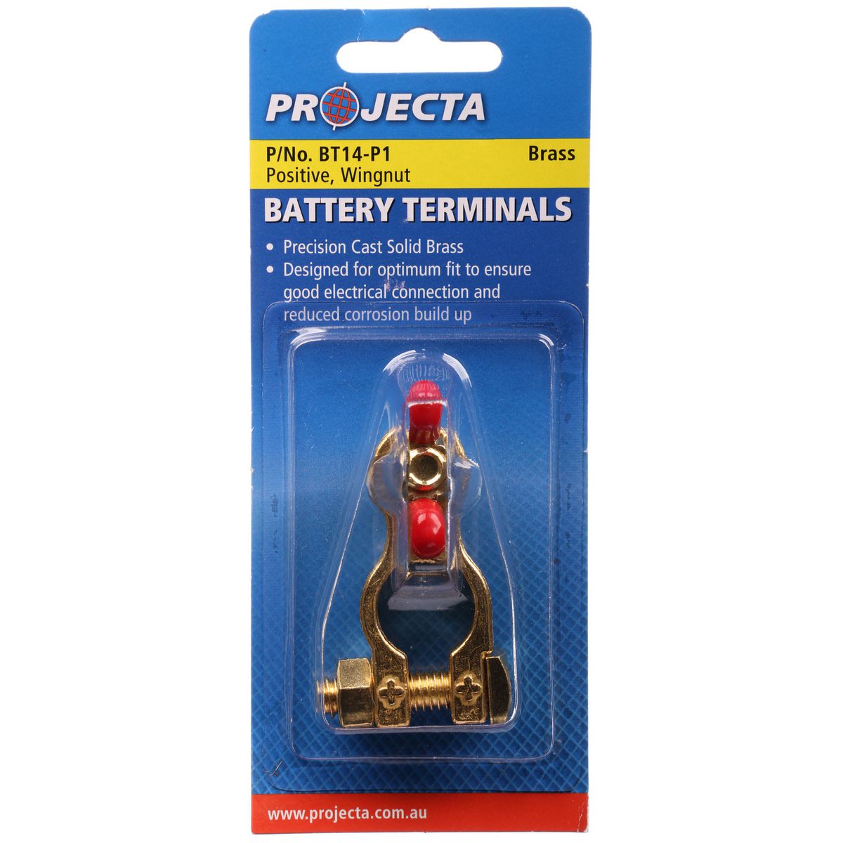 PROJECTA Brass Battery Terminal Positive Wingnut BT14-P1