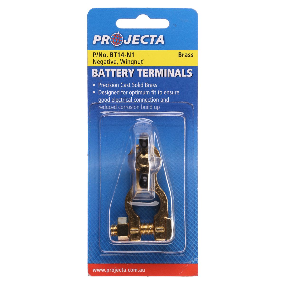 PROJECTA Brass Battery Terminal Negative Wingnut BT14-N1