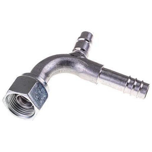OEX Atco Aluminium Fitting # 10 fits - Barb #10 90 With R134A Port AFX1323-3