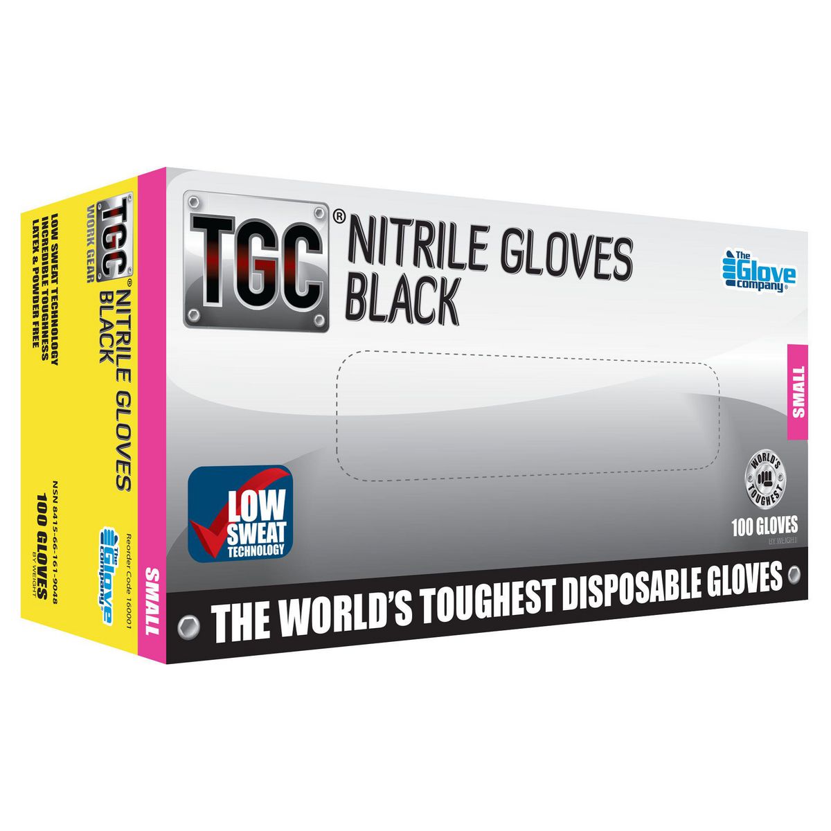 The Glove Company TGC Black Nitrile Gloves S 100 Pack 160001