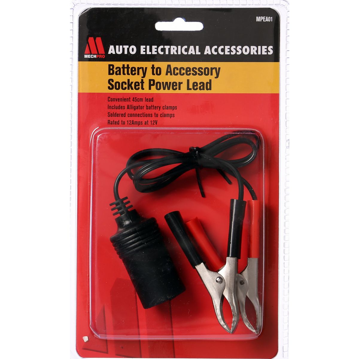 Mechpro Battery to Accessory Socket Lead w/Alligator Clamps 12A 12V MPEA01