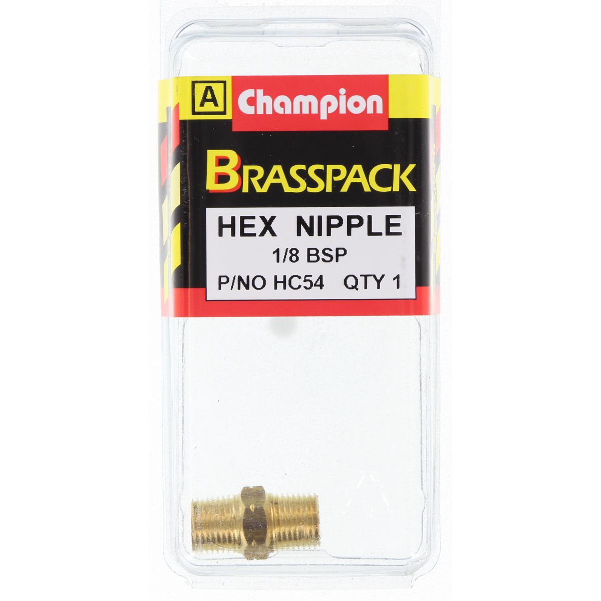 Champion Brass Hex Nipple 1/8 BSP HC54