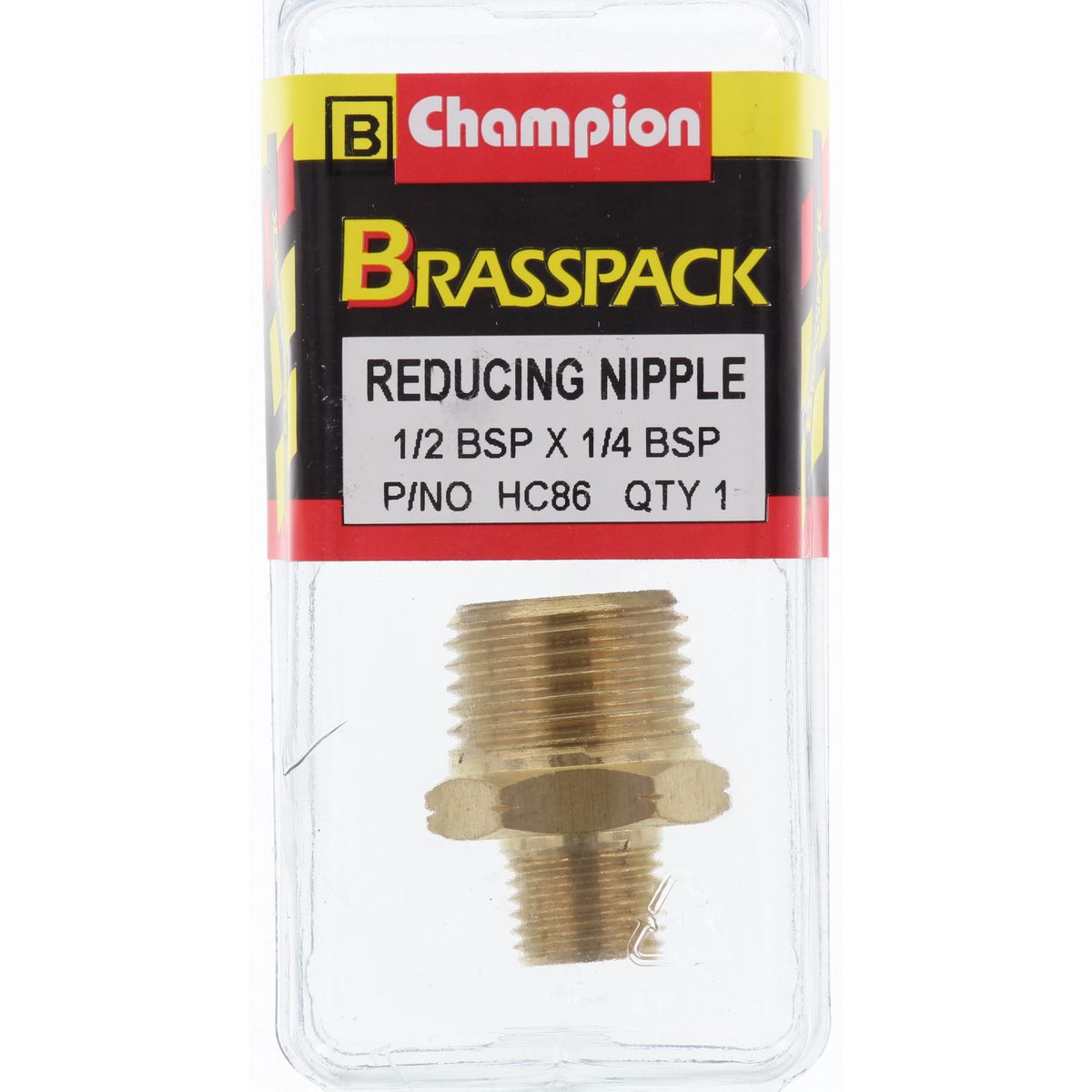 Champion Brass Reducing Nipple 1/2 BSP x 1/4 BSP HC86