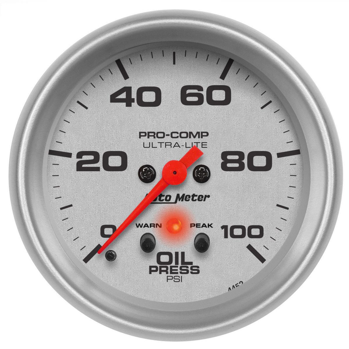 Autometer Ultra-Lite 2-5/8in Oil Pressure Gauge 0-100 PSI Full Sweep Electric w/Peak AU4452