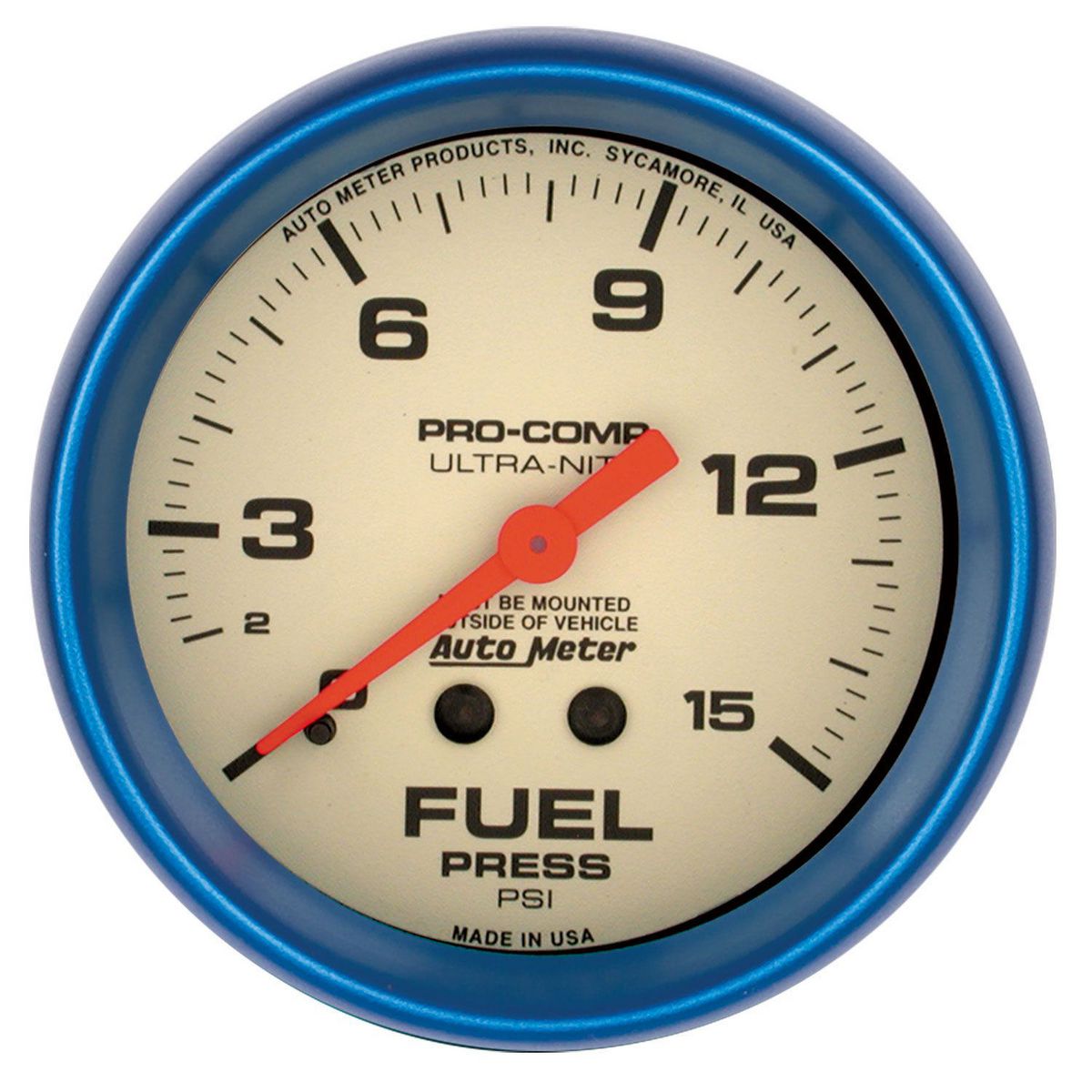 Autometer Ultra Nite 2-5/8in Fuel Pressure Gauge 0-15PSI Mechanical AU4511