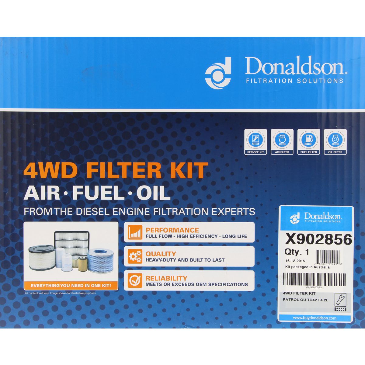 Donaldson 4x4 Filter Service Kit X902856