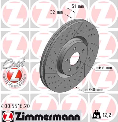 Zimmermann OE Coat Z Brake Rotor Single 350mm Front 400.5516.20