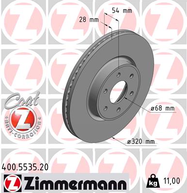 Zimmermann OE Coat Z Brake Rotor Single 320mm Front 400.5535.20