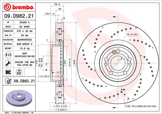 Brembo Brake Disc Single 09.D982.21