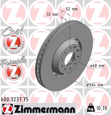 Zimmermann Formula Z Brake Rotor 334mm Front LH 600.3237.75