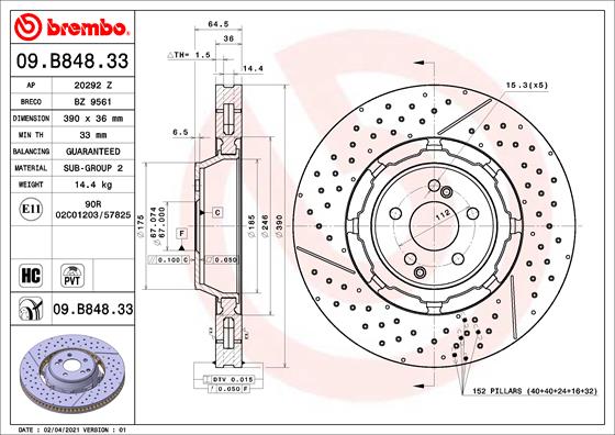 Brembo Brake Disc Single Rotor Single 09.B848.33