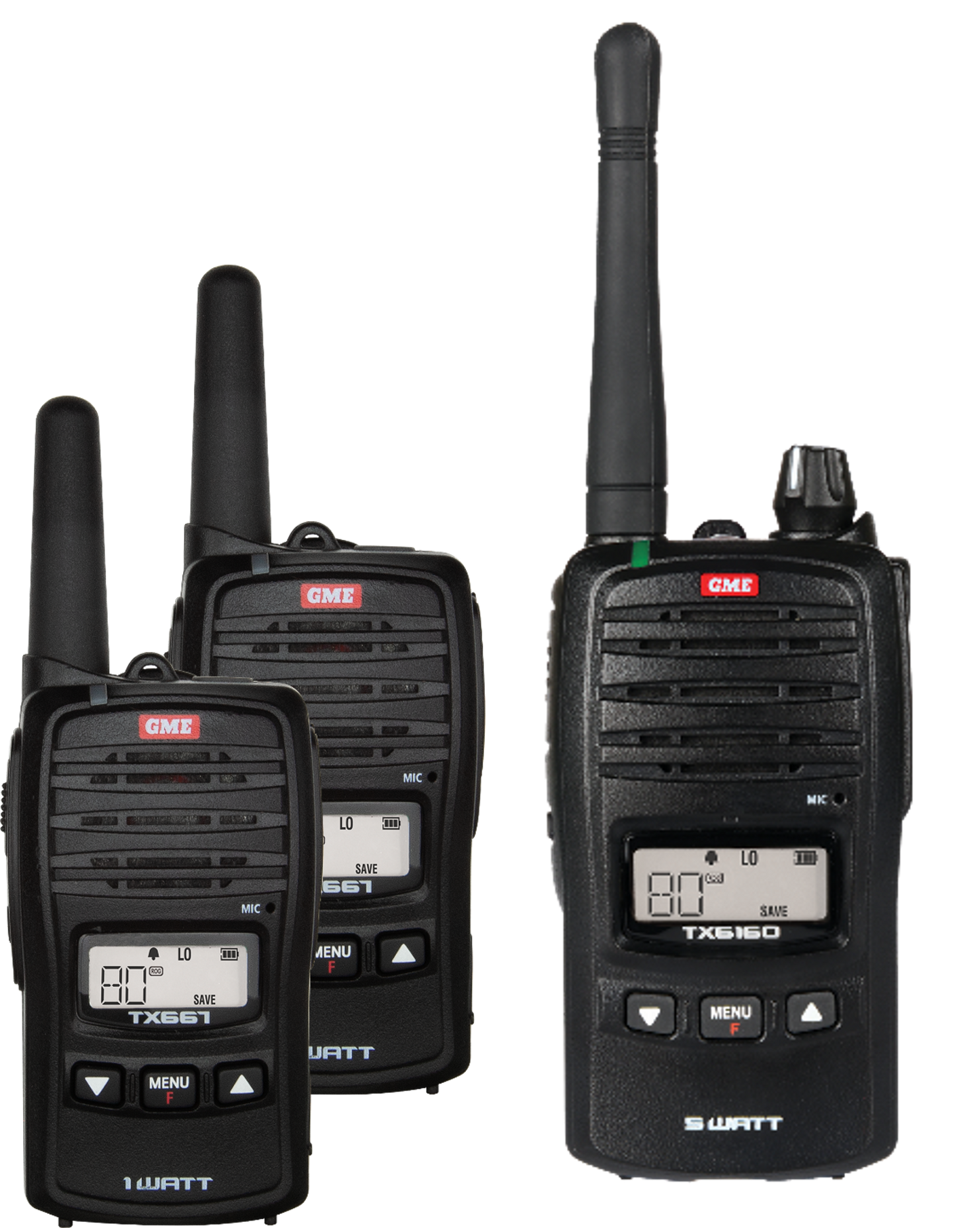 GME CB Handheld UHF Radio 5/1Watt Family Pack IP67 TX6160XFP
