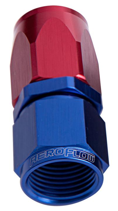 Aeroflow AF101-10 -10AN Taper Full Flow Swivel Straight Hose End Blue/Red