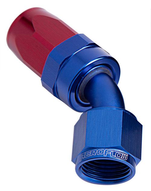 Aeroflow AF102-08 -8AN Taper Series 45 Degree Hose End Blue AF102-08