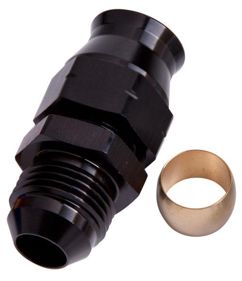 Aeroflow AF108-06BLK 3/8"" Hard Line To -6AN Male Adapter Black W/ Olive
