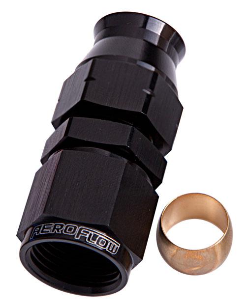 Aeroflow AF109-06BLK 3/8"" Hard Line To -6AN Female Adapter Black W/ Olive