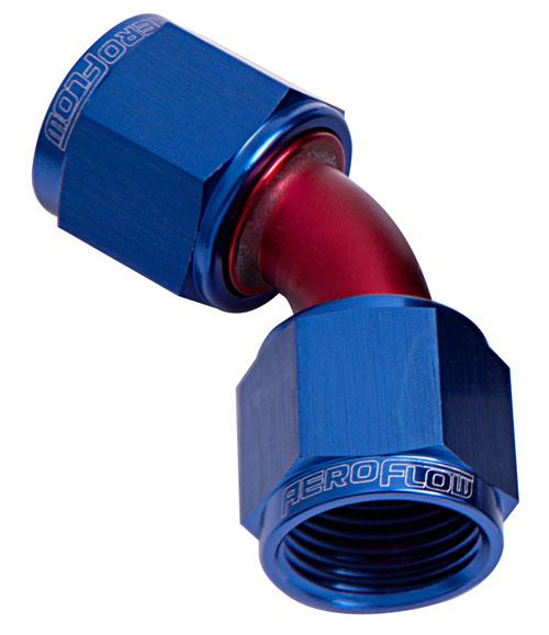 Aeroflow AF132-08 45Deg Female Flare -8AN Blue Swivel Union