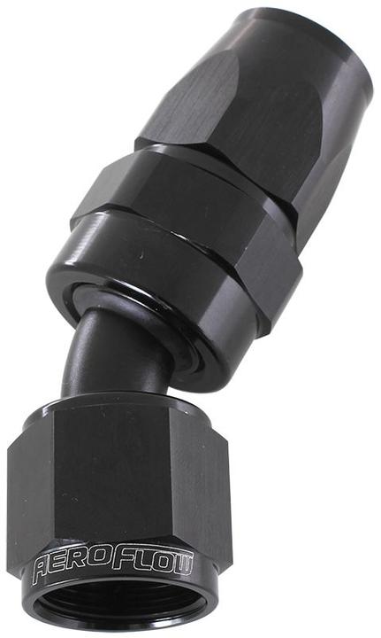 Aeroflow AF207-06DBLK Alloy 30 Deg Hose End -6AN Black Swivel Nut Suits Teflon AF207-06DBLK