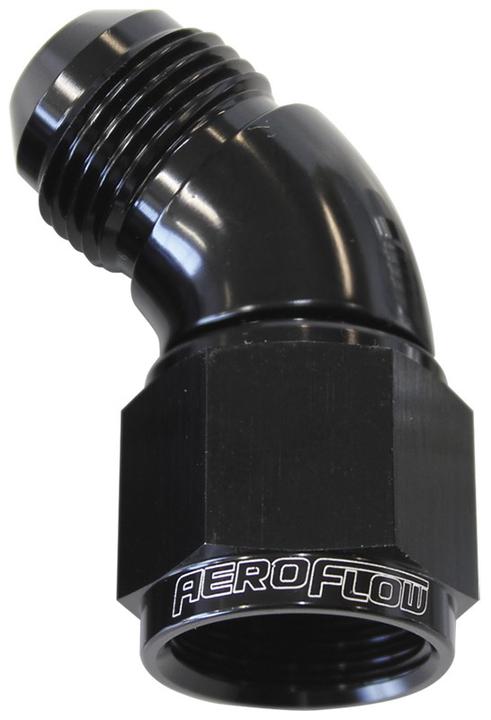 Aeroflow AF542-12BLK 45 Deg Female - Male -12AN Black Full Flow AF542-12BLK