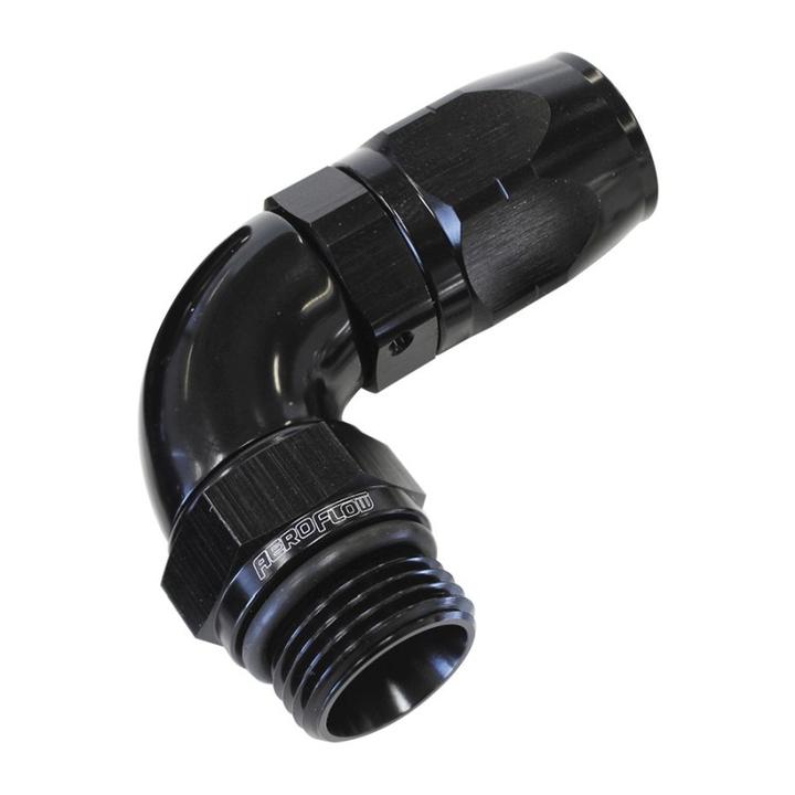 Aeroflow AF549-08-08BLK Male Hose End -8 ORB To -8 Hose full Flow Billet 90 Deg Black AF549-08-08BLK