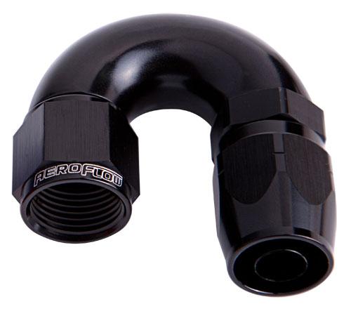 Aeroflow AF556-08BLK Alloy 180 Deg Hose End -8AN Black Cutter Style Full Flow AF556-08BLK