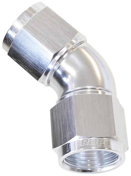 Aeroflow AF563-10S -10AN 45 Deg Swivel Coupler Silver Billet Full Flow 1 Piec AF563-10S