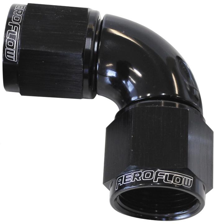 Aeroflow AF583-12BLK -12AN 90 Deg Swivel Coupler Black Billet Full Flow 1 Piece AF583-12BLK