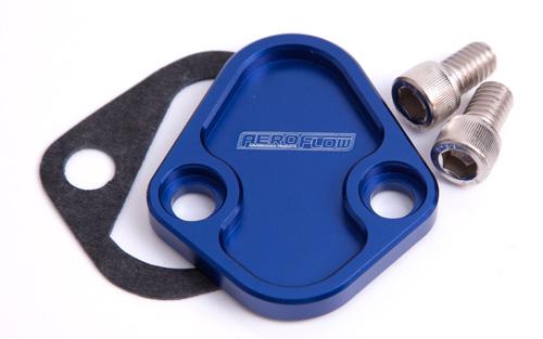 Aeroflow AF64-2027 Billet Fuel Pump Block Off Blue Fits Chrysler BBF SBF BBC