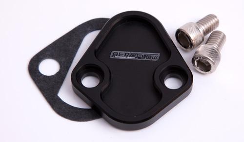 Aeroflow AF64-2027BLK Billet Fuel Pump Block Off Black Fits Chry BBC SBF BBF