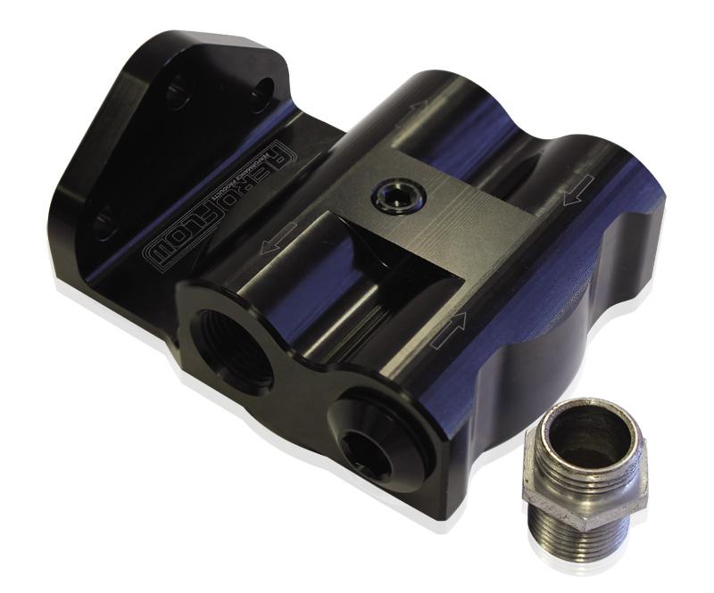Aeroflow AF64-2061 Billet Oil Filter Remote Mount Black -8 ORB Female Ports