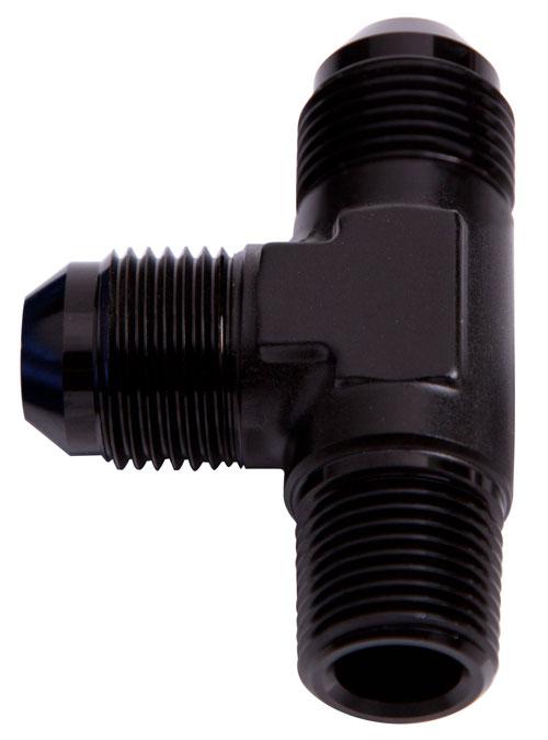 Aeroflow AF826-03BLK Tee -3AN With 1/8"" NPT On Run Black AN Tee With NPT On Run AF826-03BLK