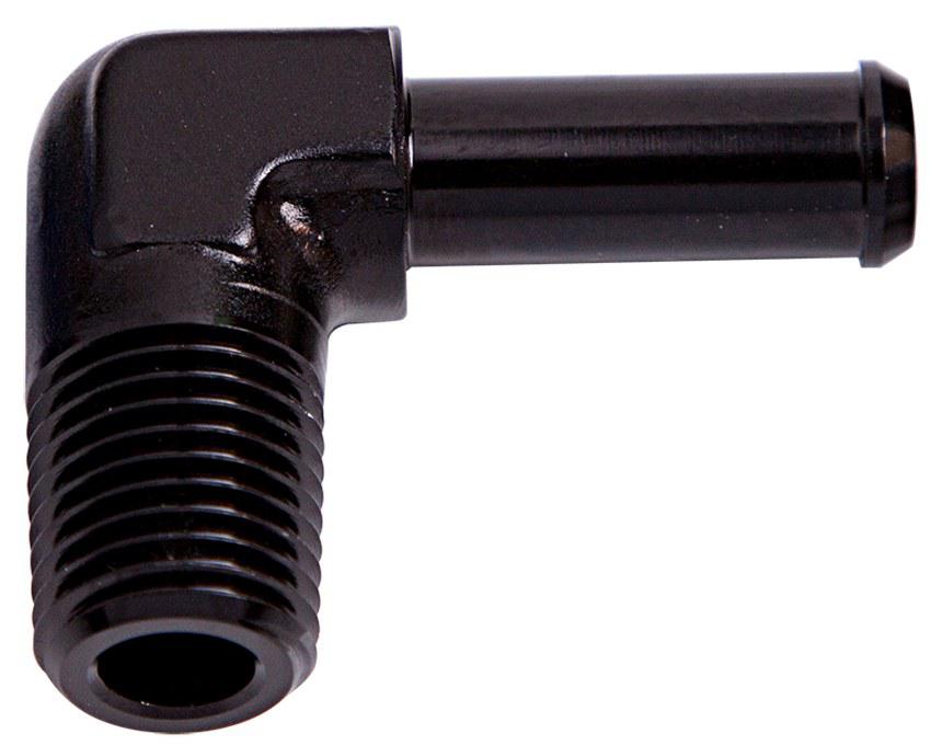 Aeroflow AF842-04BLK 90Deg 1/8"" Npt To 1/4"" Barb Black 90Deg Male To Male