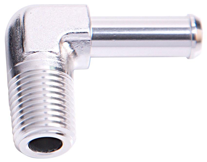 Aeroflow AF842-10S 90Deg 1/2"" Npt To 5/8"" Barb Silver 90Deg Male To Male