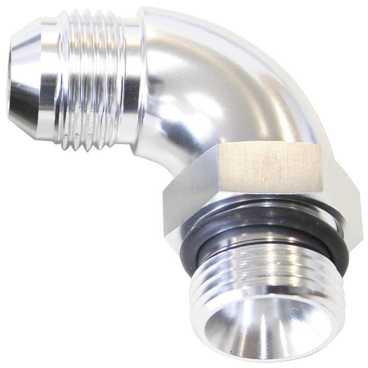 Aeroflow AF903-10-12S 90Deg -12ORB To -10AN Completwith Jam Nut And O-Ring Silver