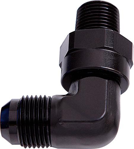 Aeroflow AF922-10-06BLK 90Deg 3/8"" Npt To -10AN Black Male Swivel Thread